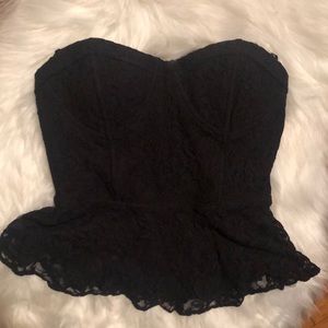 Black lace strapless top